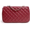 image:imageFEVERSOLE Crossbody Bag Vegan Leather Women Retro Small Saddle Satchel Shoulder Bag Tote With Long Adjustable StrapLarge Red Quilted Vegan Leather With Metal Chain