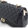 image:imageFEVERSOLE Crossbody Bag Vegan Leather Women Retro Small Saddle Satchel Shoulder Bag Tote With Long Adjustable StrapMedium Black Quilted Vegan Leather With Metal Chain