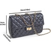 image:imageFEVERSOLE Crossbody Bag Vegan Leather Women Retro Small Saddle Satchel Shoulder Bag Tote With Long Adjustable StrapMedium Black Quilted Vegan Leather With Metal Chain