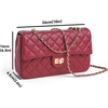 image:imageFEVERSOLE Crossbody Bag Vegan Leather Women Retro Small Saddle Satchel Shoulder Bag Tote With Long Adjustable StrapMedium Red Quilted Vegan Leather With Metal Chain