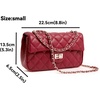 image:imageFEVERSOLE Crossbody Bag Vegan Leather Women Retro Small Saddle Satchel Shoulder Bag Tote With Long Adjustable StrapRed Quilted Vegan Leather With Metal Chain