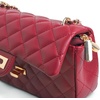 image:imageFEVERSOLE Crossbody Bag Vegan Leather Women Retro Small Saddle Satchel Shoulder Bag Tote With Long Adjustable StrapRed Quilted Vegan Leather With Metal Chain New Buckle