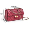 image:imageFEVERSOLE Crossbody Bag Vegan Leather Women Retro Small Saddle Satchel Shoulder Bag Tote With Long Adjustable StrapRed Quilted Vegan Leather With Metal Chain New Buckle
