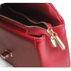 image:imageFEVERSOLE Crossbody Bag Vegan Leather Women Retro Small Saddle Satchel Shoulder Bag Tote With Long Adjustable StrapRed Solid Vegan Leather With Metal Chain New Buckle