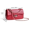 image:imageFEVERSOLE Crossbody Bag Vegan Leather Women Retro Small Saddle Satchel Shoulder Bag Tote With Long Adjustable StrapRed Solid Vegan Leather With Metal Chain New Buckle