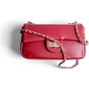 image:imageFEVERSOLE Crossbody Bag Vegan Leather Women Retro Small Saddle Satchel Shoulder Bag Tote With Long Adjustable StrapRed Solid Vegan Leather With Metal Chain New Buckle