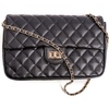 image:imageFEVERSOLE Crossbody Bag Vegan Leather Women Retro Small Saddle Satchel Shoulder Bag Tote With Long Adjustable StrapLarge Black Quilted Vegan Leather With Metal Chain
