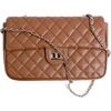 image:imageFEVERSOLE Crossbody Bag Vegan Leather Women Retro Small Saddle Satchel Shoulder Bag Tote With Long Adjustable StrapLarge Camel Quilted Vegan Leather With Metal Chain
