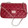 Red Quilted Vegan Leather With Metal Chain