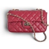 Red Quilted Vegan Leather With Metal Chain New Buckle