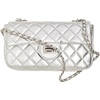 Silver Quilted Vegan Leather With Metal Chain