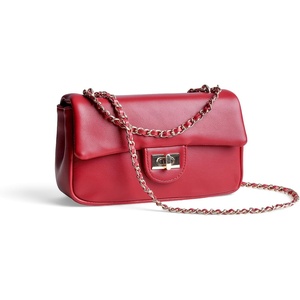 image:imageFEVERSOLE Crossbody Bag Vegan Leather Women Retro Small Saddle Satchel Shoulder Bag Tote With Long Adjustable StrapRed Solid Vegan Leather With Metal Chain New Buckle