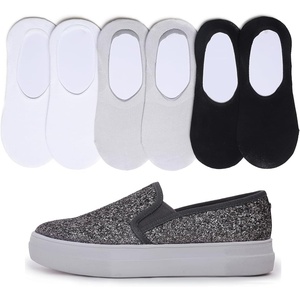 image:imageFEVERSOLE Womens Fashion SlipOn Sneaker Loafers Pewter 65 M US Bound with No Show Socks Women Ankle Low Cut Thin Socks 3 Colors 6 Pairs