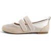 image:imageFEVERSOLE Womens Cushion Padded Mary Jane Flats Double Straps Comfort Casual Soft Fabric Sporty BalletsBeige Fabric Mf Two Straps