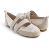 image:imageFEVERSOLE Womens Cushion Padded Mary Jane Flats Double Straps Comfort Casual Soft Fabric Sporty BalletsBeige Fabric Mf Two Straps
