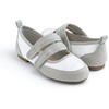 image:imageFEVERSOLE Womens Cushion Padded Mary Jane Flats Double Straps Comfort Casual Soft Fabric Sporty BalletsWhite Fabric Mf Two Straps