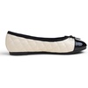 image:imageFEVERSOLE Womens Bow Tie Fashion Dress Slip On Shoes Round Toe Ballet FlatBeige Quilted Patent Toe Cap