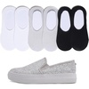 image:imageFEVERSOLE Womens Fashion SlipOn Sneaker Loafers Ice Silver Size 6 M US Bound with No Show Socks Women Ankle Low Cut Thin Socks 3 Colors 6 Pairs