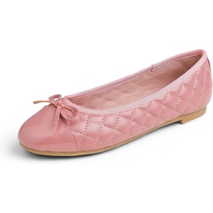image:imageFEVERSOLE Womens Bow Tie Fashion Dress Slip On Shoes Round Toe Ballet FlatMocha Rose Quilted Patent Toe Cap