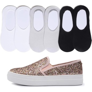 image:imageFEVERSOLE Womens Fashion SlipOn Sneaker Loafers Pink Gold Size 9 M US Bound with No Show Socks Women Ankle Low Cut Thin Socks 3 Colors 6 Pairs