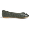 image:imageFEVERSOLE Womens Bow Tie Fashion Dress Slip On Shoes Round Toe Ballet FlatOlive Quilted Patent Toe Cap