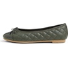 image:imageFEVERSOLE Womens Bow Tie Fashion Dress Slip On Shoes Round Toe Ballet FlatOlive Quilted Patent Toe Cap