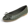 image:imageFEVERSOLE Womens Bow Tie Fashion Dress Slip On Shoes Round Toe Ballet FlatOlive Quilted Patent Toe Cap
