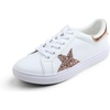 image:imageFEVERSOLE Womens Featured PU Leather Colorful Lace Up SneakerWhite Glitter Rose Metallic Star