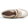 image:imageFEVERSOLE Womens Cushion Padded Mary Jane Shoes Double Straps Comfort Casual Soft Fabric Sporty Slip On FlatsBeige Fabric Mf Two Straps