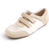 image:imageFEVERSOLE Womens Cushion Padded Mary Jane Shoes Double Straps Comfort Casual Soft Fabric Sporty Slip On FlatsBeige Fabric Mf Two Straps