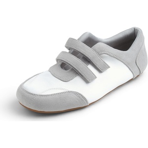 image:imageFEVERSOLE Womens Cushion Padded Mary Jane Shoes Double Straps Comfort Casual Soft Fabric Sporty Slip On FlatsWhite Fabric Mf Two Straps