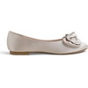 image:imageFEVERSOLE Womens Round Toe Soft Cute Dress Ballet FlatsBeige Satin Twist Bow