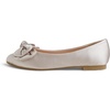 image:imageFEVERSOLE Womens Round Toe Soft Cute Dress Ballet FlatsBeige Satin Twist Bow