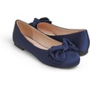 image:imageFEVERSOLE Womens Round Toe Soft Cute Dress Ballet FlatsNavy Satin Twist Bow