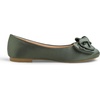image:imageFEVERSOLE Womens Round Toe Soft Cute Dress Ballet FlatsOlive Satin Twist Bow