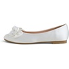 image:imageFEVERSOLE Womens Round Toe Soft Cute Dress Ballet FlatsWhite Satin Twist Bow