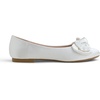 image:imageFEVERSOLE Womens Round Toe Soft Cute Dress Ballet FlatsWhite Satin Twist Bow