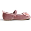 image:imageFEVERSOLE Girls Cute Dress Mary Jane Shoes Bow Tie Sunday Holiday Ballet FlatsPink Velvet Tribow Maryjane