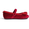 image:imageFEVERSOLE Girls Cute Dress Mary Jane Shoes Bow Tie Sunday Holiday Ballet FlatsRed Velvet Tribow Maryjane