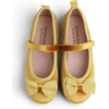image:imageFEVERSOLE Girls Cute Dress Mary Jane Shoes Bow Tie Sunday Holiday Ballet FlatsYellow Velvet Tribow Maryjane