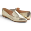 image:imageFEVERSOLE Womens Loafer Flat Pointed Fashion Slip On Comfort Driving Office ShoesGrain Pu Gold