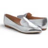 image:imageFEVERSOLE Womens Loafer Flat Pointed Fashion Slip On Comfort Driving Office ShoesGrain Pu Silver