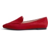 image:imageFEVERSOLE Womens Loafer Flat Pointed Fashion Slip On Comfort Soft Driving Office ShoesRed Faux Suede