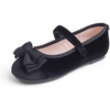 image:imageFEVERSOLE Girls Cute Dress Mary Jane Shoes Bow Tie Sunday Holiday Ballet FlatsBlack Velvet Tribow Maryjane