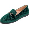 image:imageFEVERSOLE Womens Fashion Comfortable Penny Loafer Buckle Dressy ShoesGreen Velvet Quilted
