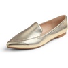 image:imageFEVERSOLE Womens Loafer Flat Pointed Fashion Slip On Comfort Driving Office ShoesGrain Pu Gold