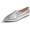image:imageFEVERSOLE Womens Loafer Flat Pointed Fashion Slip On Comfort Driving Office ShoesGrain Pu Silver