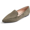 image:imageFEVERSOLE Womens Loafer Flat Pointed Fashion Slip On Comfort Soft Driving Office ShoesOlive Faux Suede