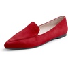image:imageFEVERSOLE Womens Loafer Flat Pointed Fashion Slip On Comfort Soft Driving Office ShoesRed Faux Suede