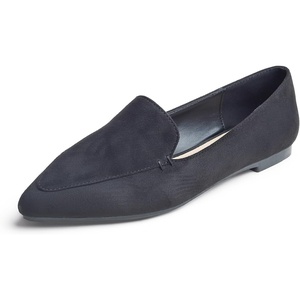 image:imageFEVERSOLE Womens Loafer Flat Pointed Fashion Slip On Comfort Soft Driving Office ShoesBlack Faux Suede